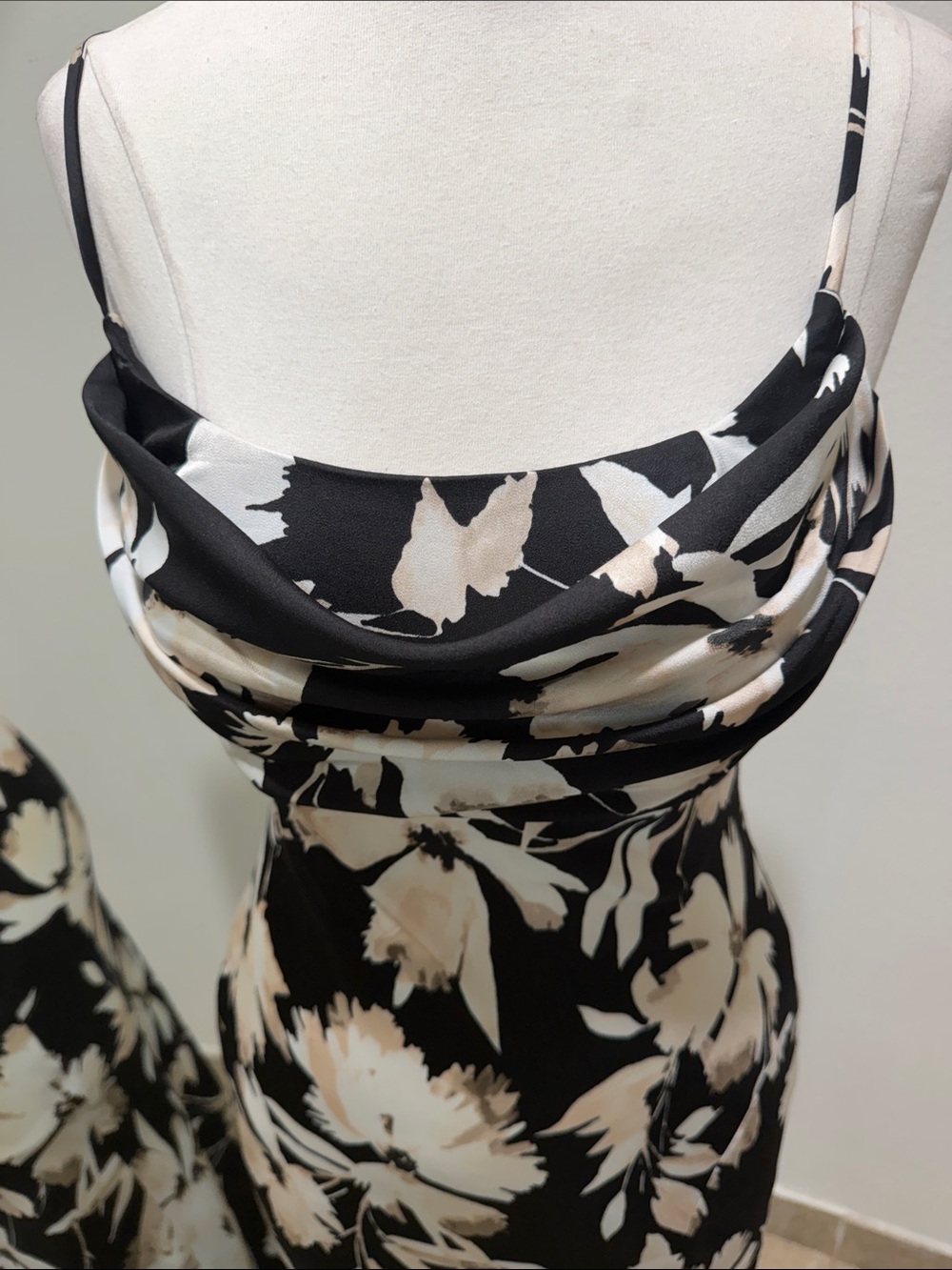 connected apparel Black Maxi Slip Dress with Cream Floral Print - Picture 4 of 8